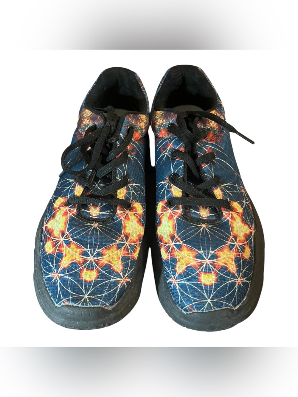 Yes We Vibe Brand Women's Blue Geometric Pattern Sneakers - Black Laces